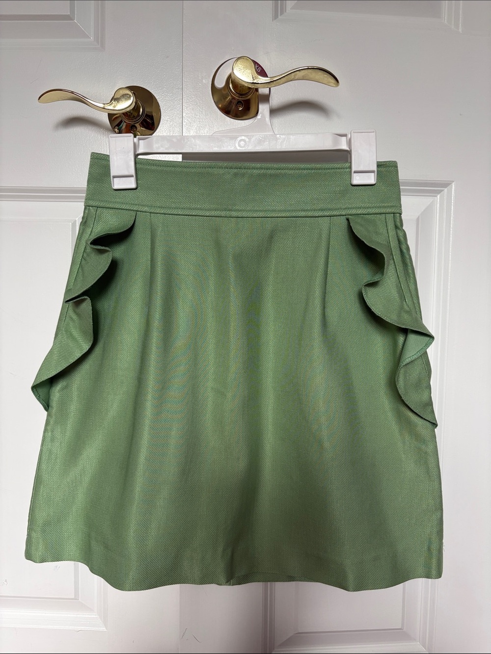 Ruffled Green A-Line Skirt